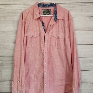 BKE vintage XXL pink pearl snap top